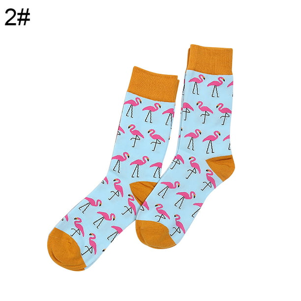 Flamingo Blue Background Pattern Unisex Funny Casual Crew Socks Athletic Socks For Boys Girls Kids Teenagers 